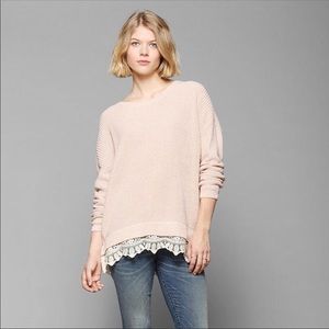 Pins&Needles Scoop Neck Lace Hem Sweater